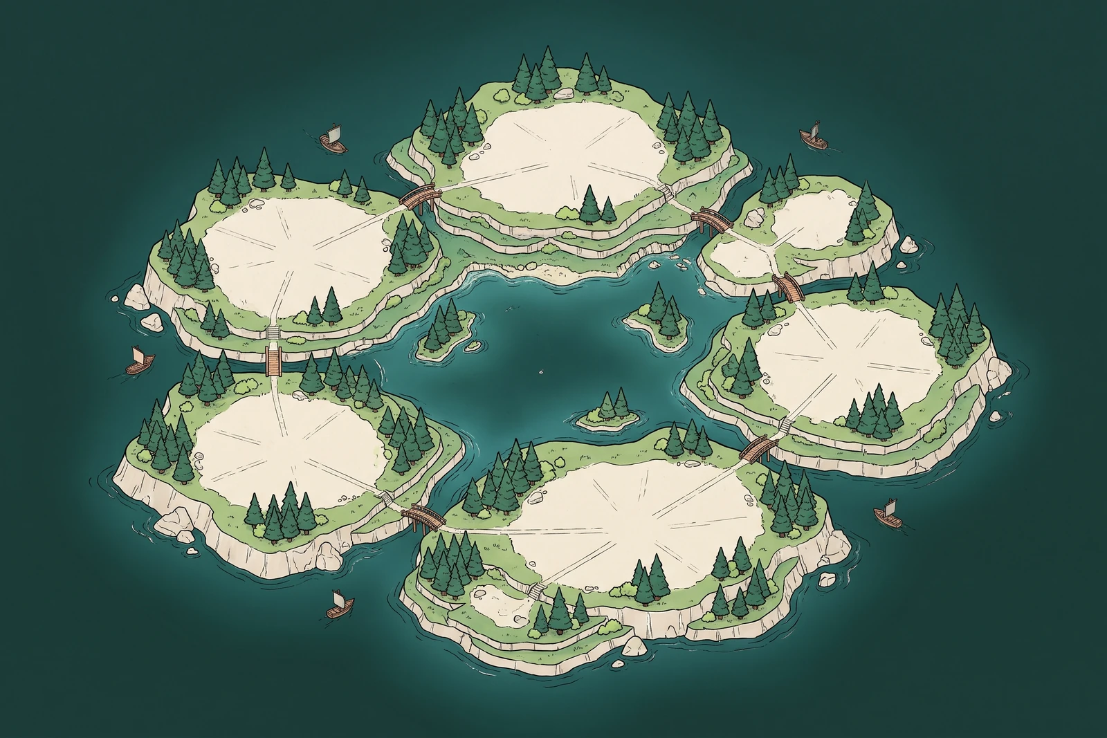 Illustrated archipelago of Robinhood Chain projects